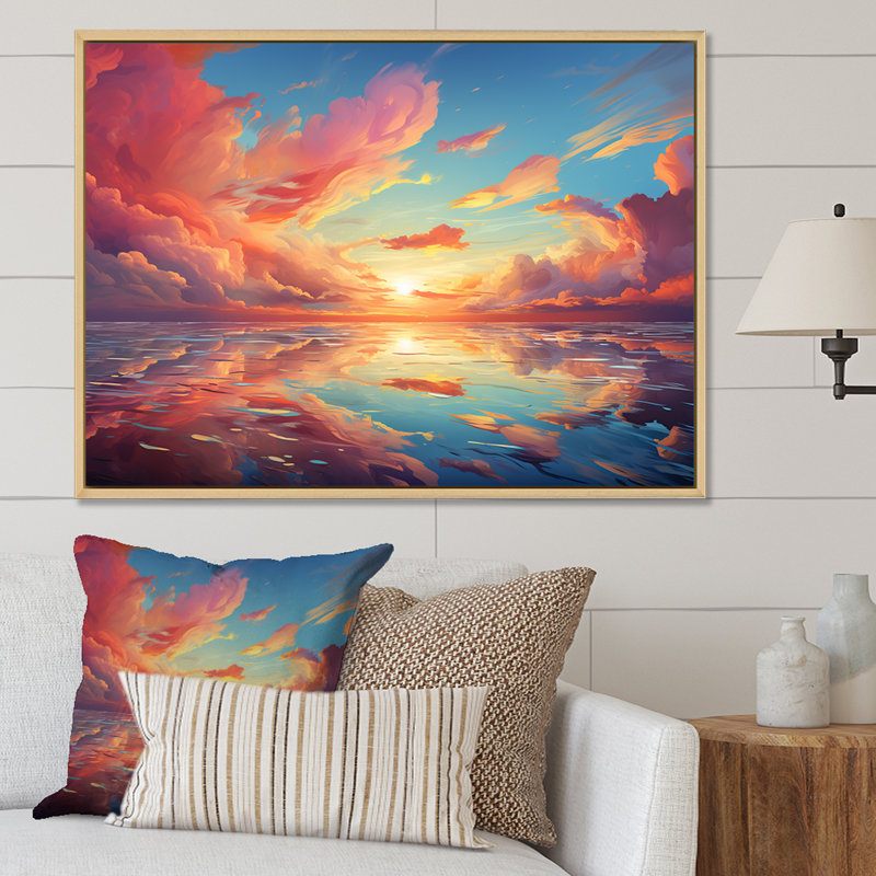 Neo Impressionism Infused Sky Reverie Canvas Art in Maple Frame