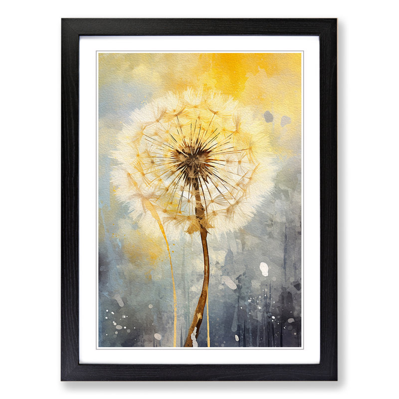 Dandelion Gestural No.2 - Single Picture Frame Print on Wood, Black Framed, 34cm H x 25cm W