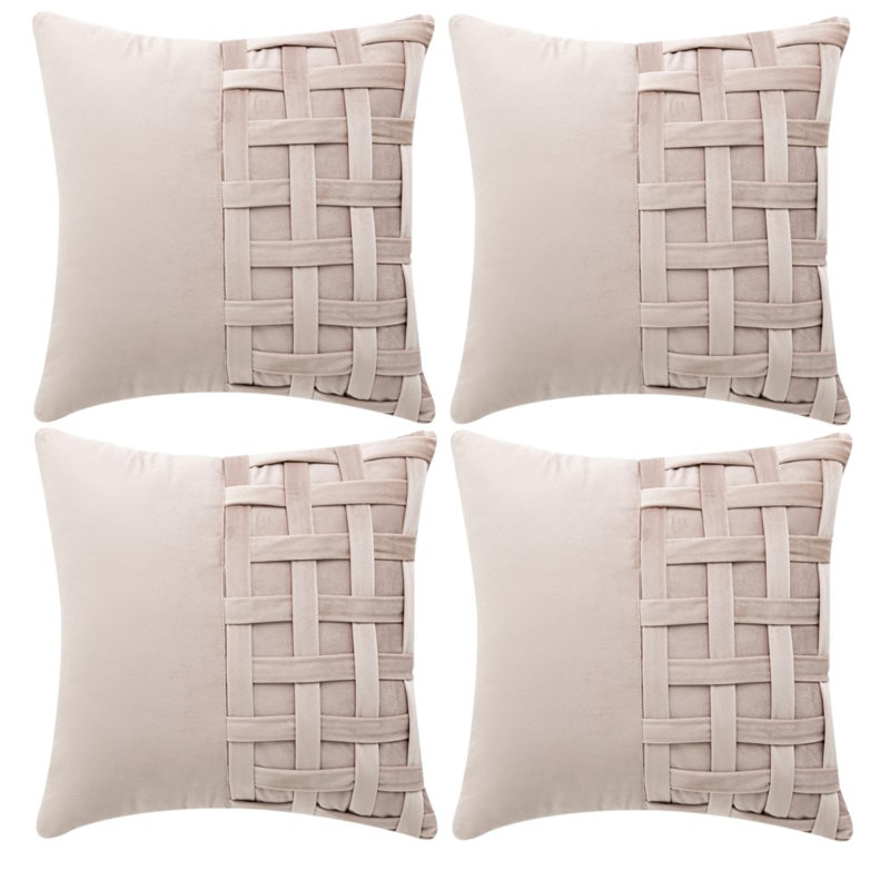 Housse de coussin en velours géométrique 18 po, Rose