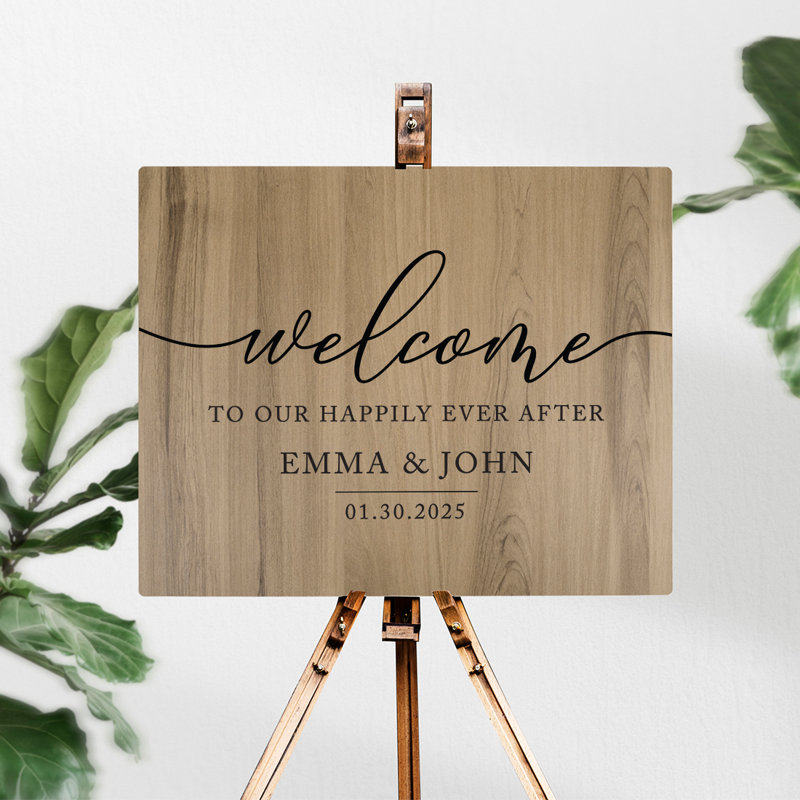 Panneau en bois «Happily Ever After Welcome», Oui