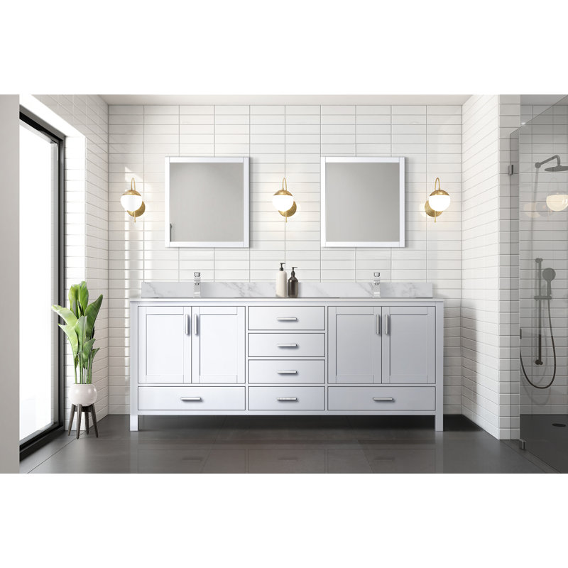 Jacques 80 in W x 22 in D Double Bath Vanity and 30 in Mirrors, White