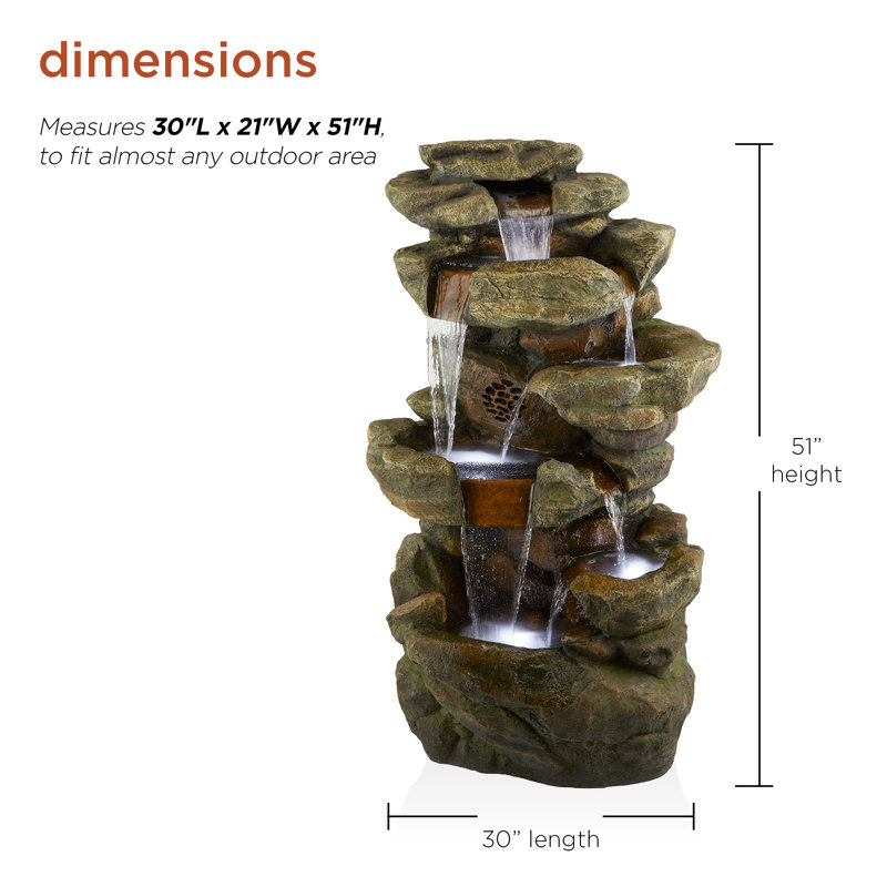 Outdoor Weather Resistant Floor Fountain with Light