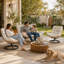 Ensemble de conversation de patio en osier 3 pièces avec 2 chaises pivotantes à 360 °, causeuse et coussins Soltura, pour 4 personnes-132790006