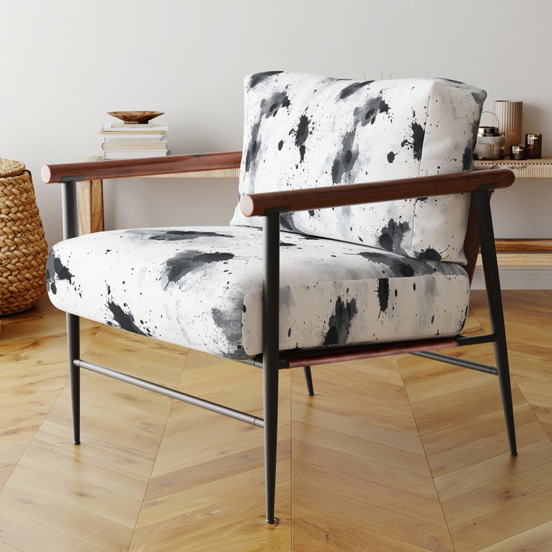Chaise rembourrée Abstract, Bras ronds bruns