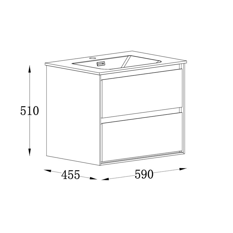 Wicker 590mm Single Bathroom Vanity with Integrated Resin Basin, Grey