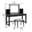 Jexo 3Pc Cherry Vanity Table Set With LED Mirror, 3 Drawer, Grey Padded Stool-117559158