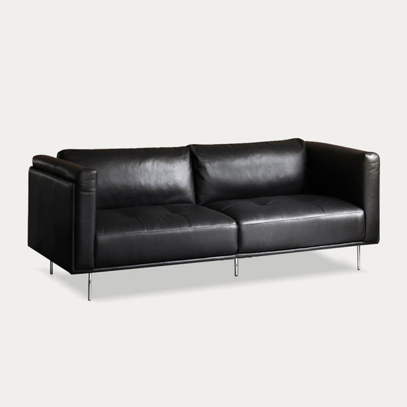 Coussin de canapé standard en cuir véritable, H 30,31 po x l 70,87 po x P 35,83 po, Noir, noir, noir, noir