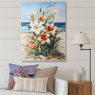 Fleurs saisonnières sur la plage sur toile