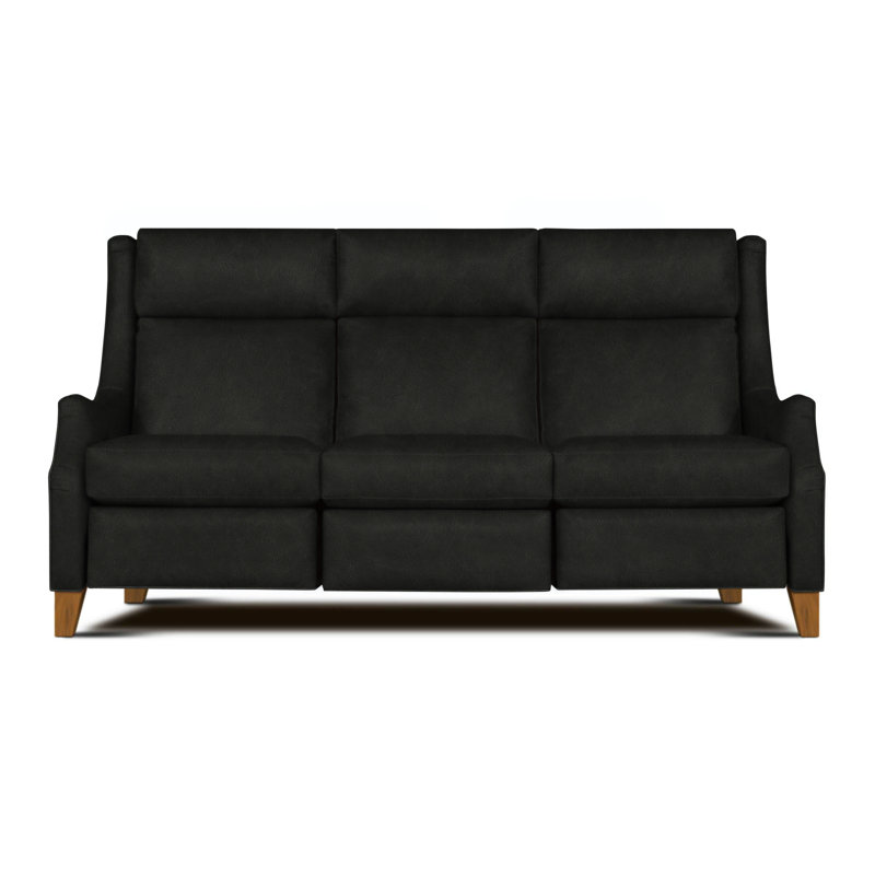 Canapé inclinable Charles de London en cuir véritable 88,5 po Talisman, Cuir véritable super noir Sundance