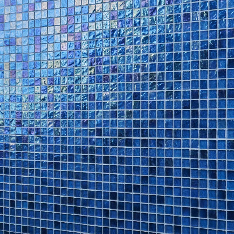 Splash 1X1 Polished Glass Mosaic Tile, Lagoon Blue