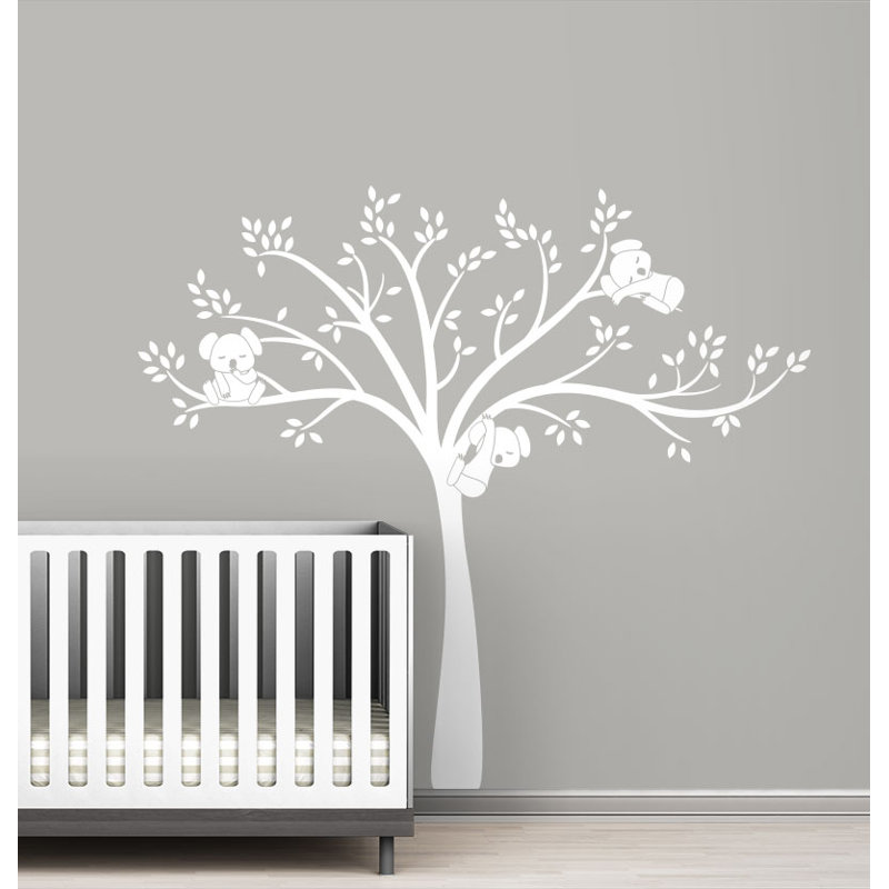 Koala Cuteness Plants & Flowers Non-Wall Damaging Wall Decal, White