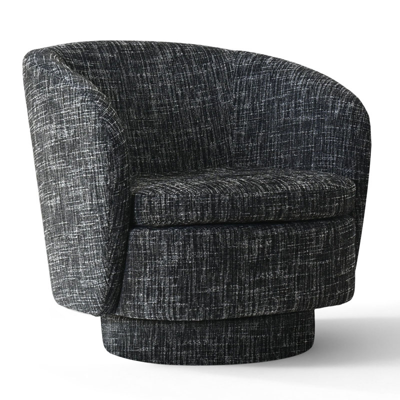 Fauteuil d'appoint moderne pivotant en tonneau pivotant à 360 degrés avec siège de 23 po de largeur, Noir