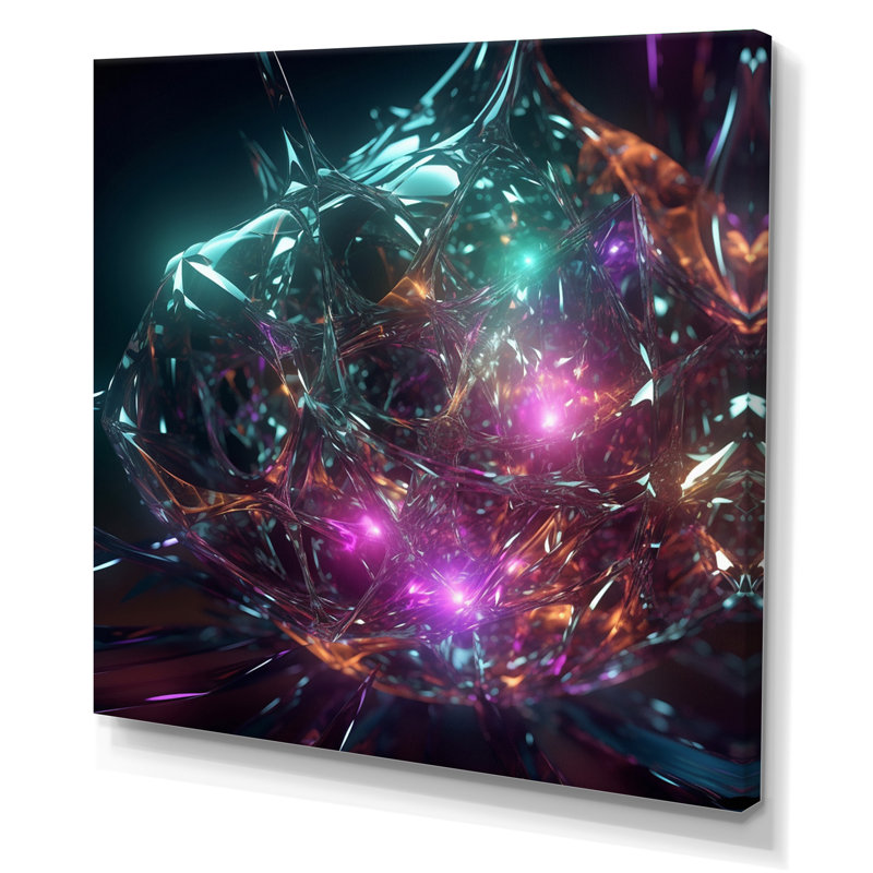 Cristaux photoniques d'abstraction atomique - impression, H 36 po x l 36 po x P 1,5 po, Toile tendue