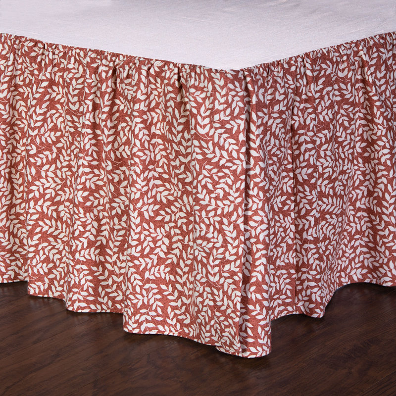 Bouvier Red Shirred Bed Skirt, Queen, 15"