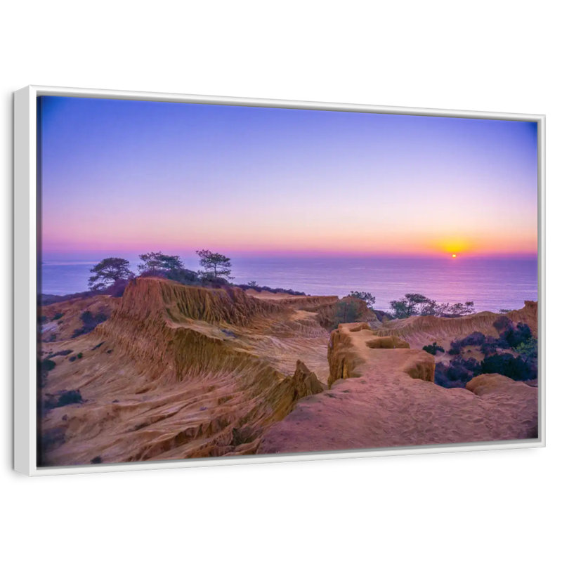 Coucher de soleil Torrey Pines, Cadre flottant blanc, 37 po x 25 po