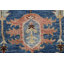 Tapis bleu Heriz Serapi à teinture végétale noué à la main 9 x 12