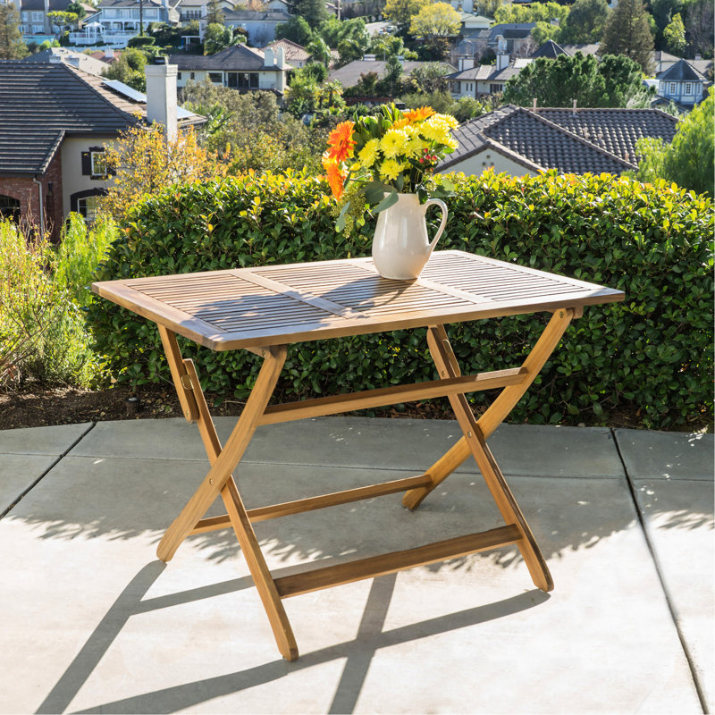 Table pliante en bois de 43,5 po, écoénergétique, prête pour l'extérieur