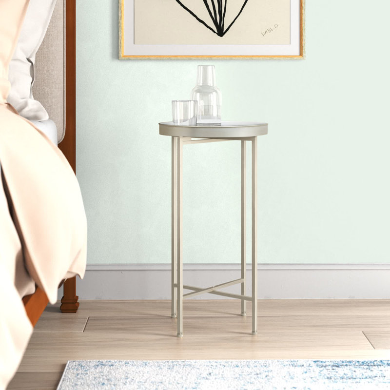 Ekta Tray Top End Table, Silver, White