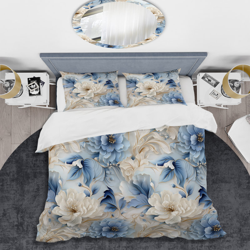 Ethereal Rococo Swirls Victorian Pattern I - Ensemble de housse de couette à motif floral
