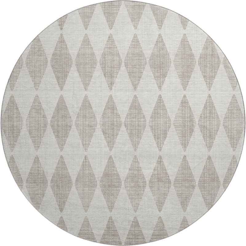 Tapis beige Cerrito AMF578 lavable à la machine de qualité supérieure, Rond 8 pi