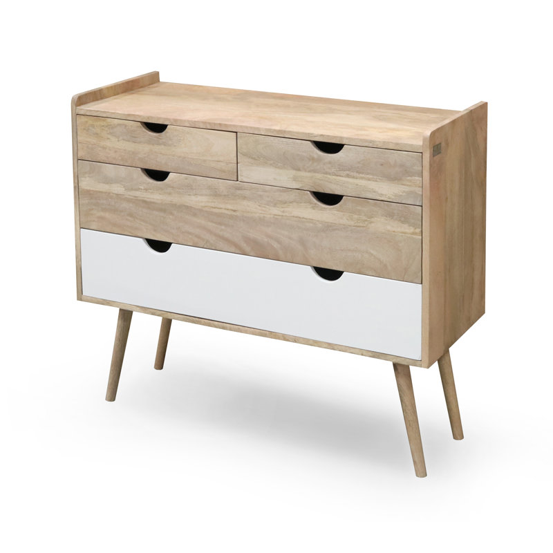 Rousseau Solid Wood 100cm W 4 - Drawer Chest of Drawers, Brown/White