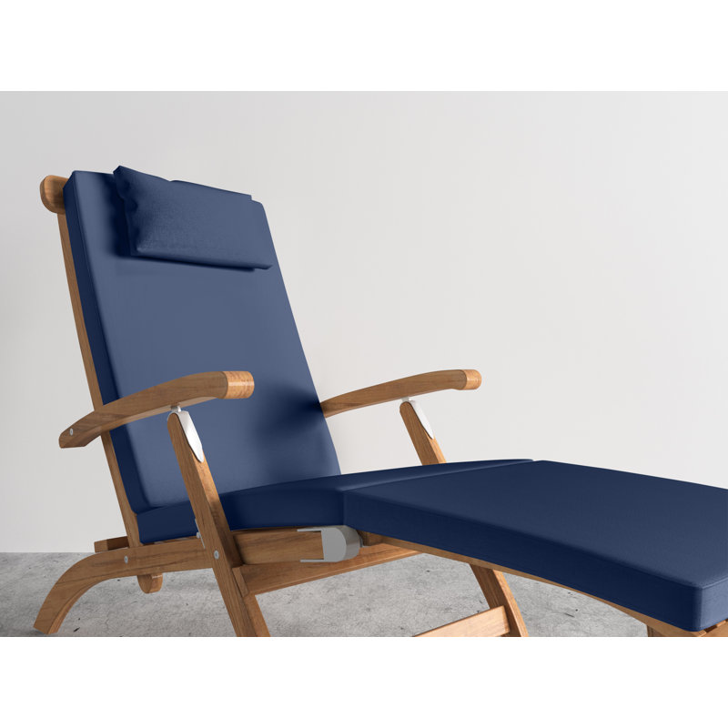 Steamer Reclining Chaise Lounge with Sunbrella Canvas Cushion, Blue