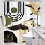 Rideau de douche Boho Mid Century Abstract Retro Palm Leaf Plant Sun Arch Minimalist-464574714