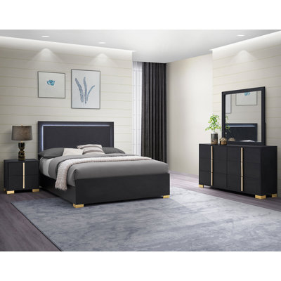 Ensemble de chambre avec grand lit 4 pièces Jeremiah