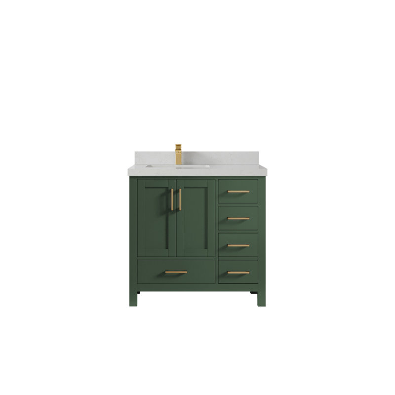 Ensemble de meuble-lavabo simple 36 po Malibu, Quartz de Carrare