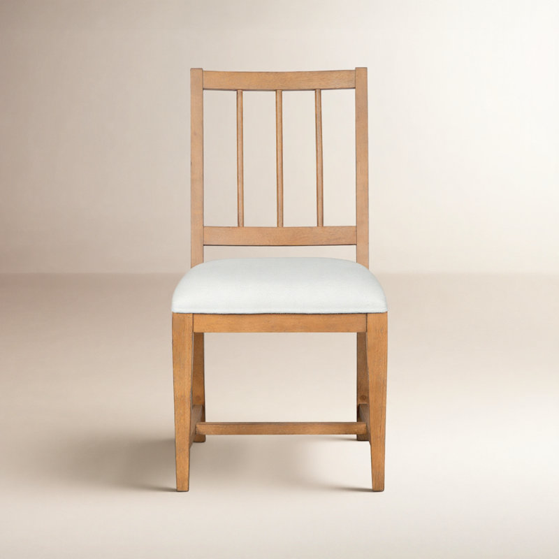 Melita Dining Side Chair w/ Upholstered Seat, White