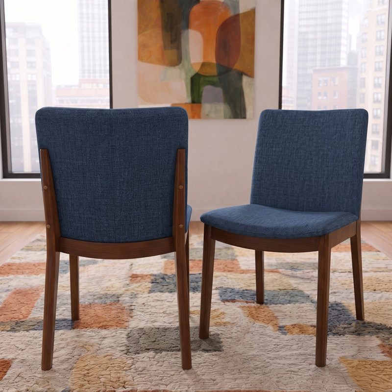 Barriento 18.9'' H Upholstered Parsons Chair, Blue Linen