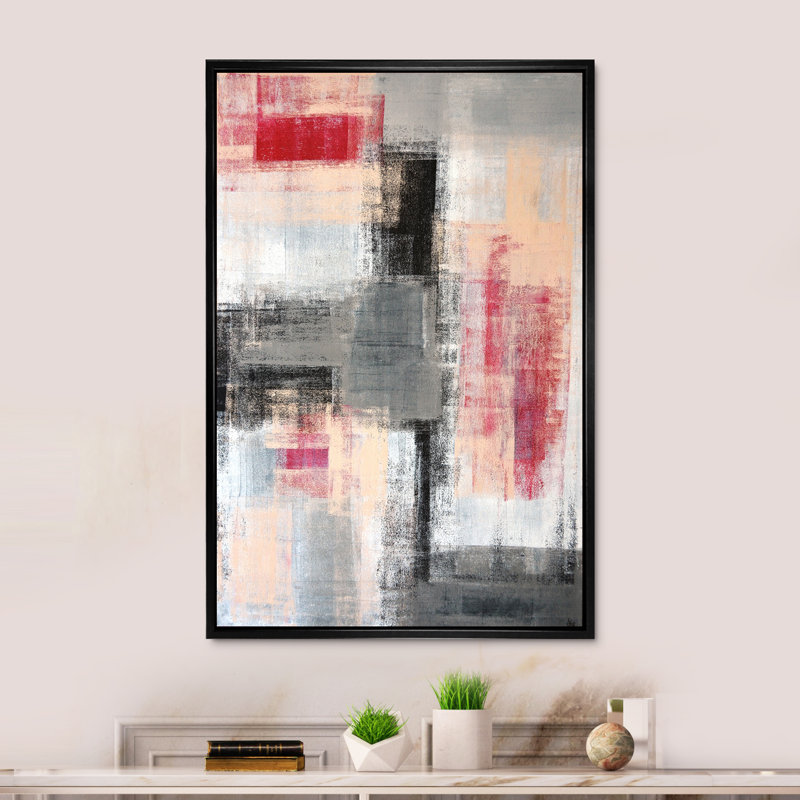 «Gray Meets Red Abstract Art», art mural moderne et contemporain sur toile