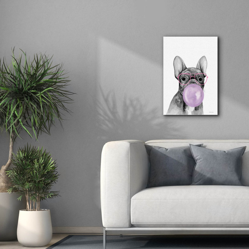 Toile épique Graffiti «Bubble Gum Puppy» par Rachel Nieman, 18 po x 26 po
