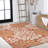 Zinnia Modern Floral Textured Weave Orange/Cream Indoor/Outdoor Rug-617832174