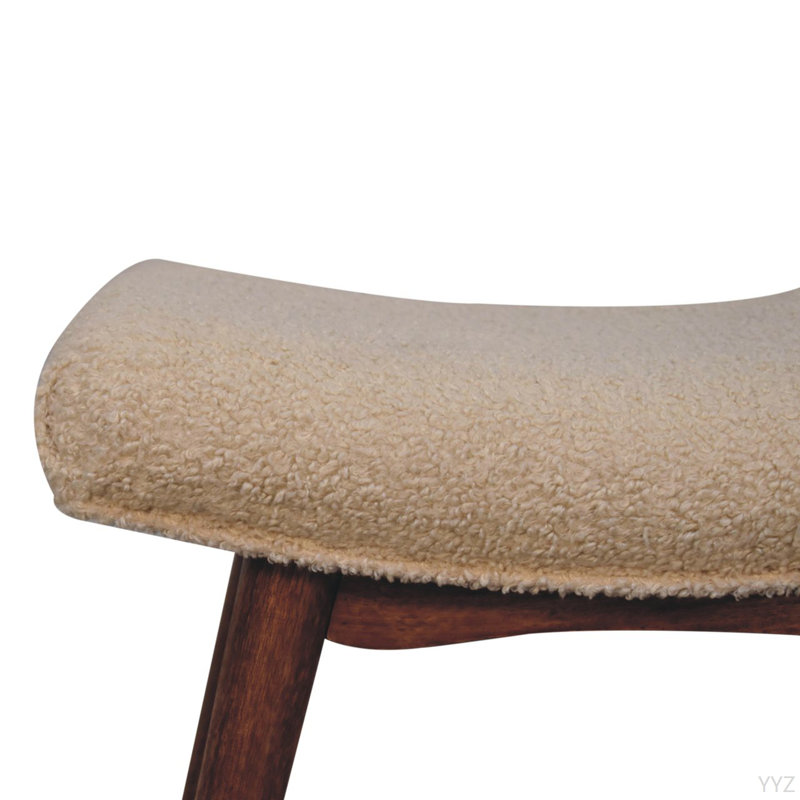 Banc incurvé en bois massif miel et crème caramel