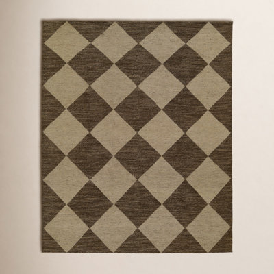 Winnie Brown Tan Hand-Knotted Geometric Wool Rug