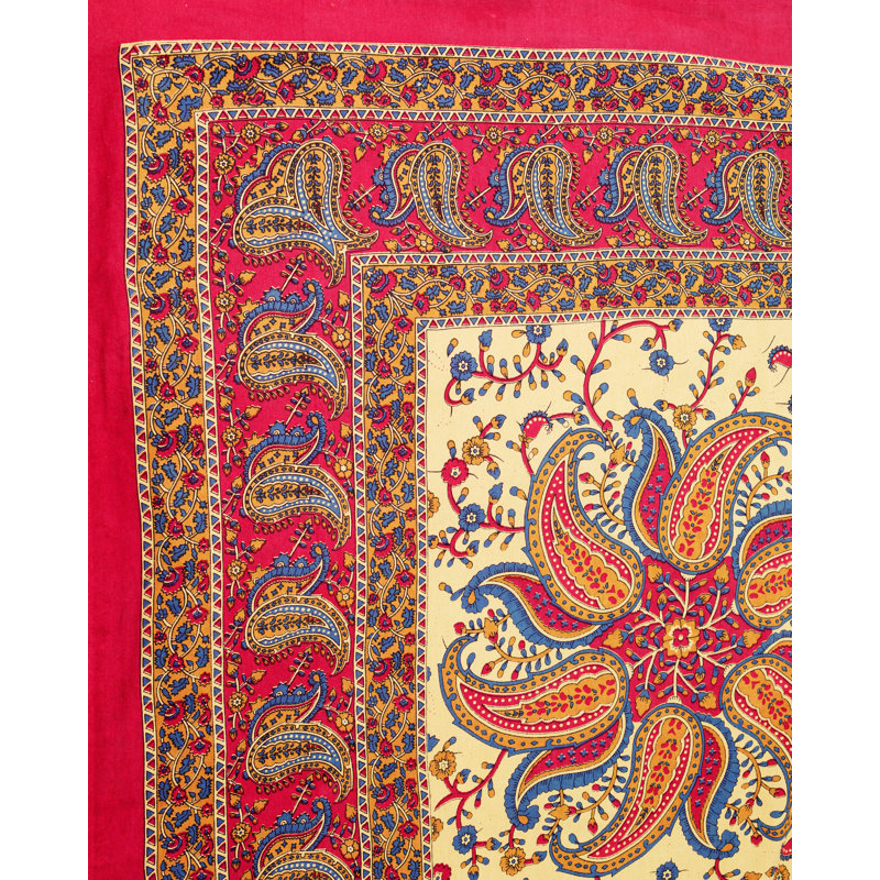 Codyallen Paisley 100% Cotton Tablecloth, Red, 108" x 90"
