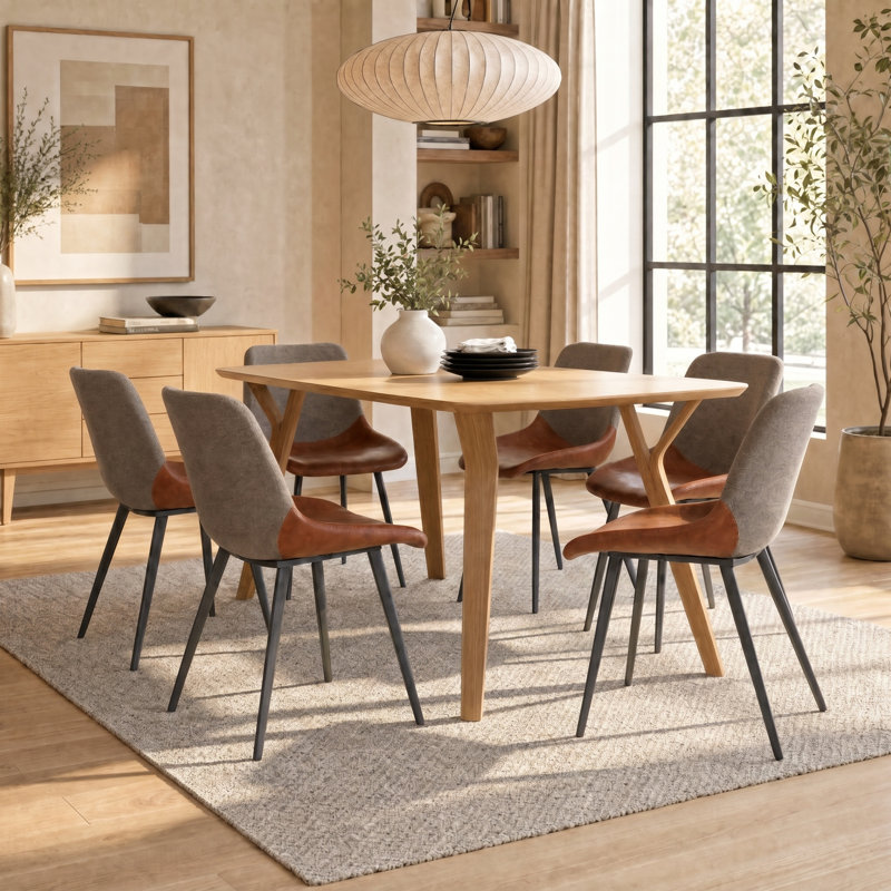 Castillon Two-Tone Upholstered Side Chairs, Espresso Faux Leather/Brown Fabric