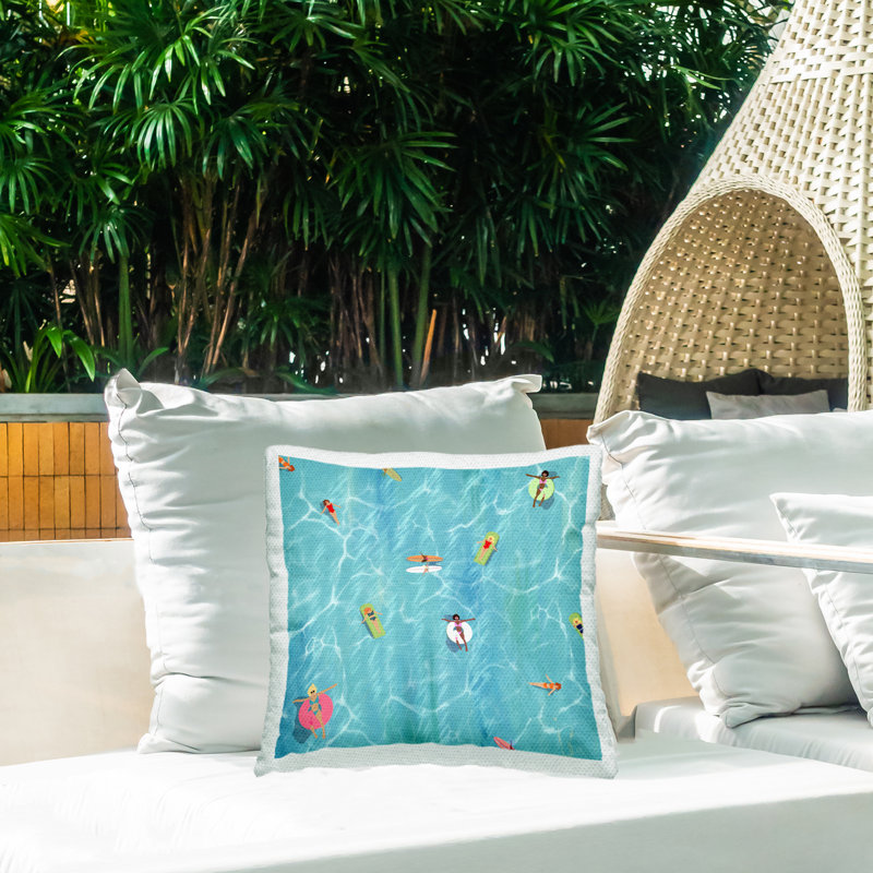 Coussin extérieur relaxant imprimé plage d'été par Ashley Singleton