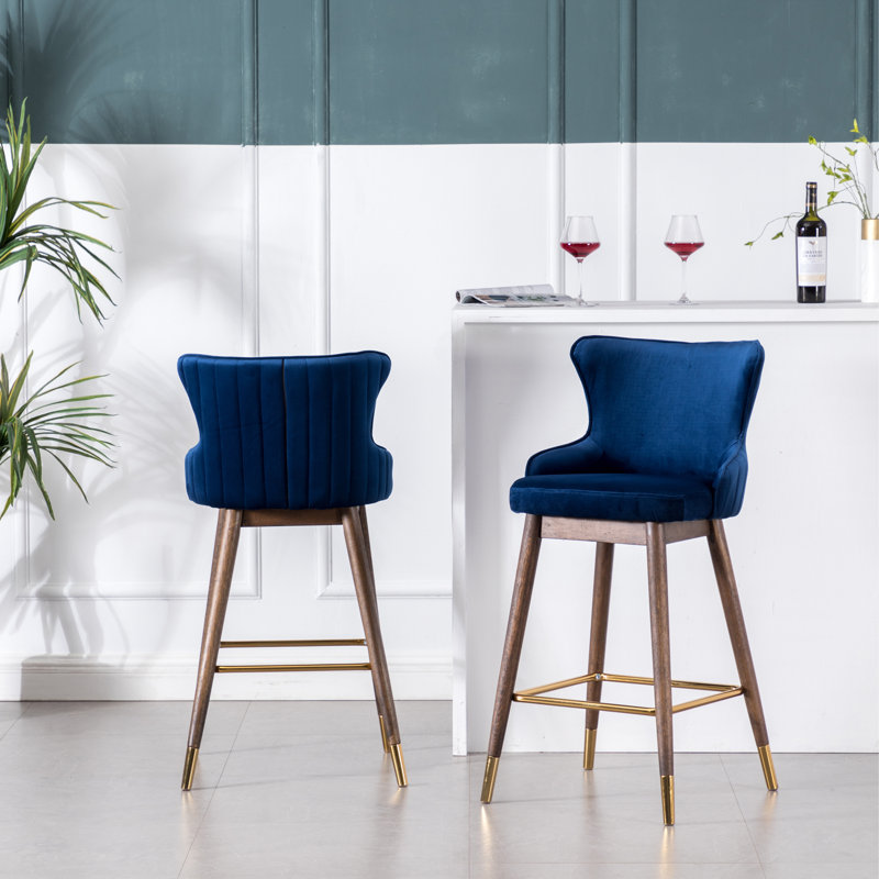 Tabouret de bar et de comptoir Renn, Bleu, Tabouret de bar (hauteur du siège 28,3 po)