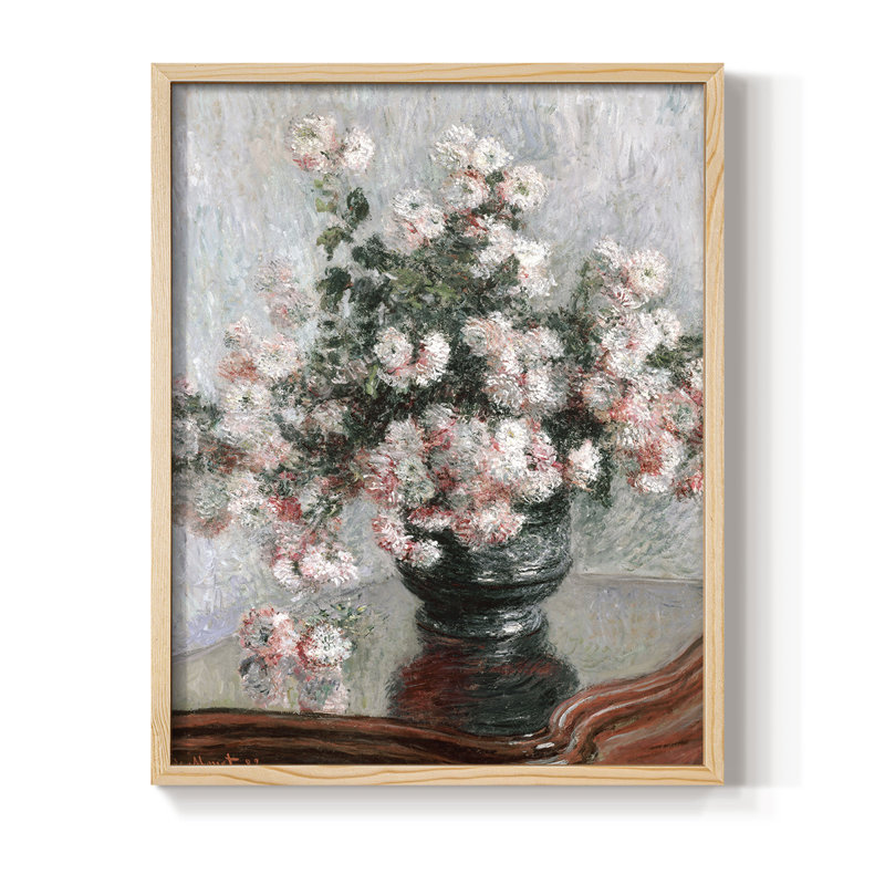 «Vintage Floral Print», impression encadrée CCLxxvii - bois massif, Naturel, H 21 po x l 17 po