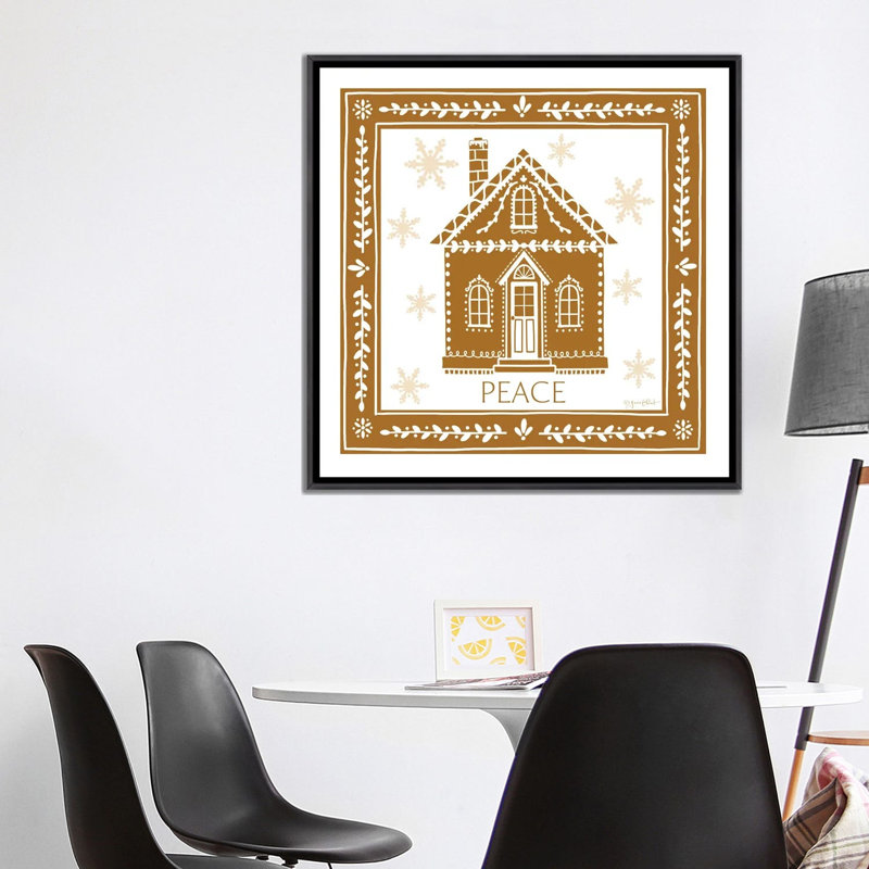 «Gingerbread Christmas House», reproduction d'art sur toile encadrée, H 37 po x l 37 po, Noir patiné
