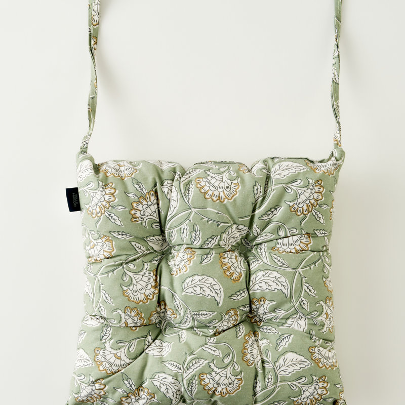 Coussin de chaise vert indien, Green Floral