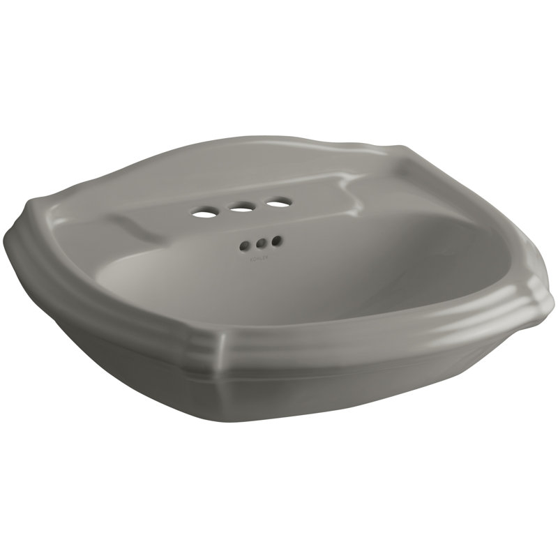 Portrait® Vitreous China U-Shaped Pedestal Bathroom Sink, Cashmere, 4'' Centers