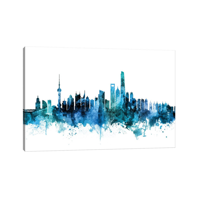 Shanghai, China Skyline by Michael Tompsett - Wrapped Canvas Gallery-Wrapped Canvas Giclée, 20.32 cm H x 30.48 cm W
