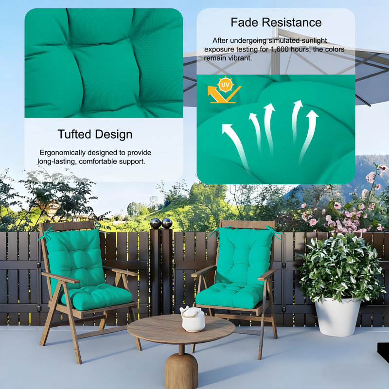 Outdoor Seat Back Cushion, 4'' Thick Deep Seating Replacement Cushion, Lake Blue