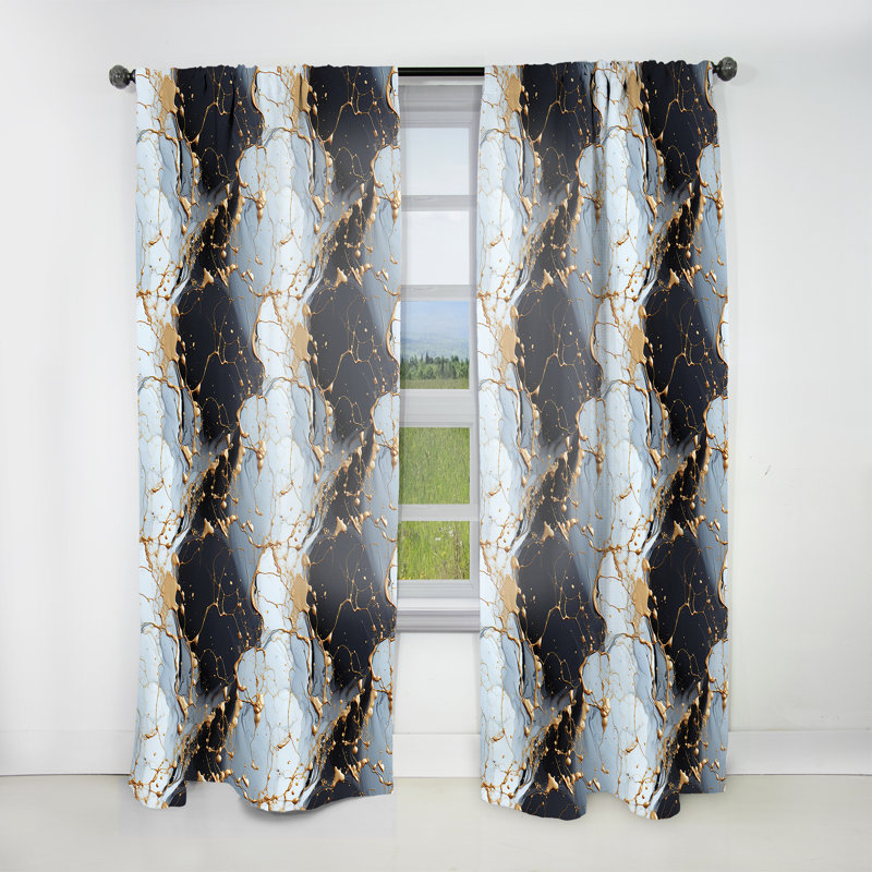Gilded Gold And Black Luxe Marble Opulence - Glam Velvet Curtain - Room Darkening - 1 Panel, 52" W x 63" L