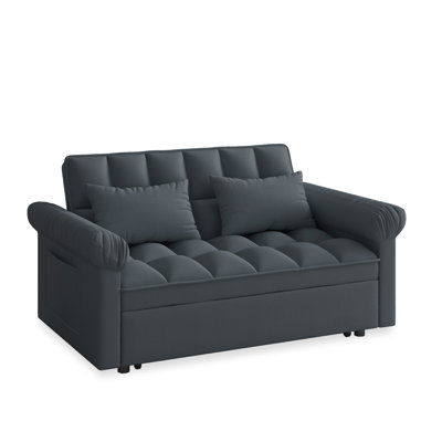 Canapé-lit gris foncé avec canapé-lit et dossier ajustable - canapé convertible compact moderne pour les petits espaces
