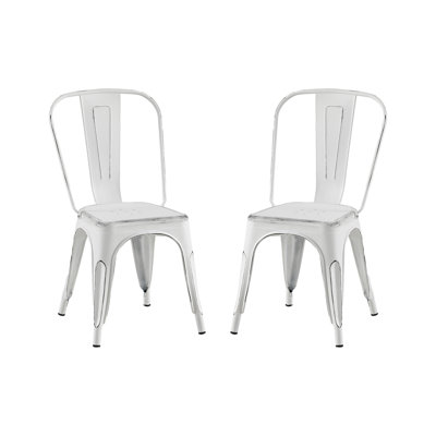 Ensemble de 2 chaises de salle à manger industrielles en métal de 18 pouces de hauteur empilables, pour l'extérieur intérieur, la surface légère et facile à nettoyer, l'assemblage facile, la conception moderne et durable, pour le bar de cuisine