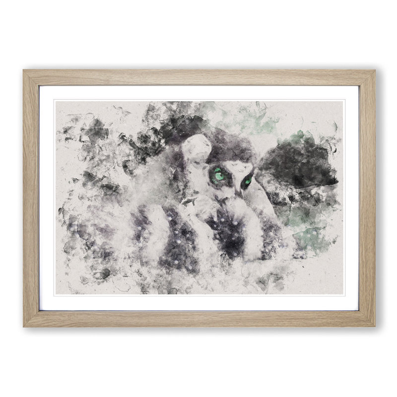 Ring-Tailed Lemur - Picture Frame Painting Print, 45cm H x 63cm W x 2cm D, Oak Framed